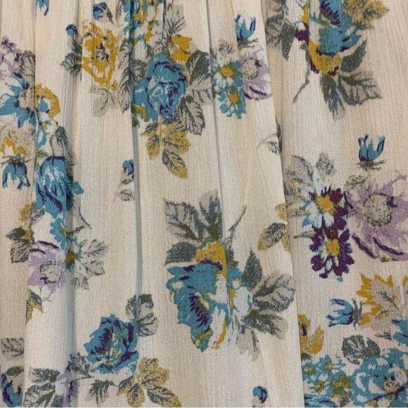 Free People Hold On To Me Cream Blue Floral Long Sleeve Button Down Blouse xs - Picture 9 of 11